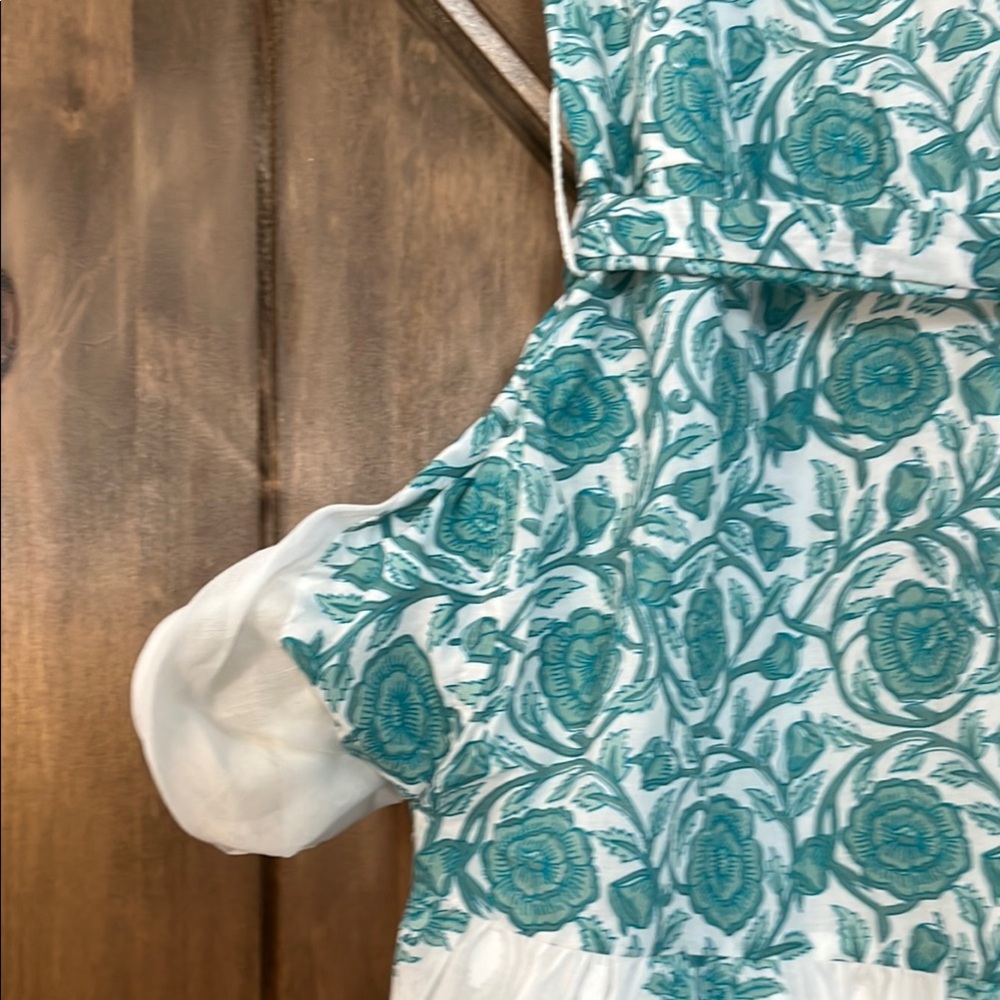 CELINA MOON Teal and White Patterned Midi Dress - Picture 5 of 9